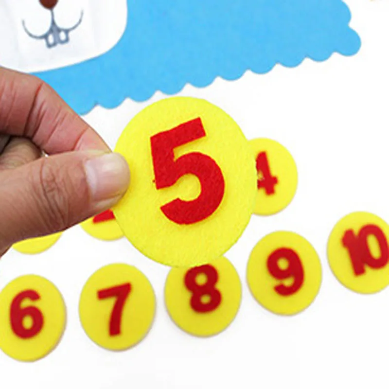  Pretty Flower Cat & Rabbit Clip Number Early Leanring Felt Fabric Children handmade Nonwoven Decora - 32844549261