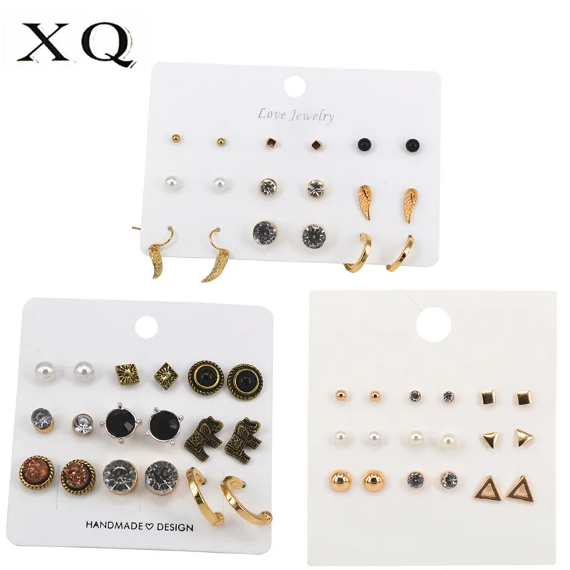 XQ9 Pair / Set of Zinc Alloy Stud Earrings White Imitation Pearl Elephant Wing Geometry Man Woman Punk Couple Gift | Украшения и