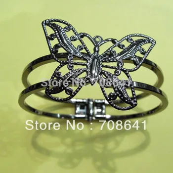 

New Gunmetal Black Plated Brass Blank Base Filigree Butterfly Bracelet cuff Bangle Settings Crafts DIY Findings Wholesale