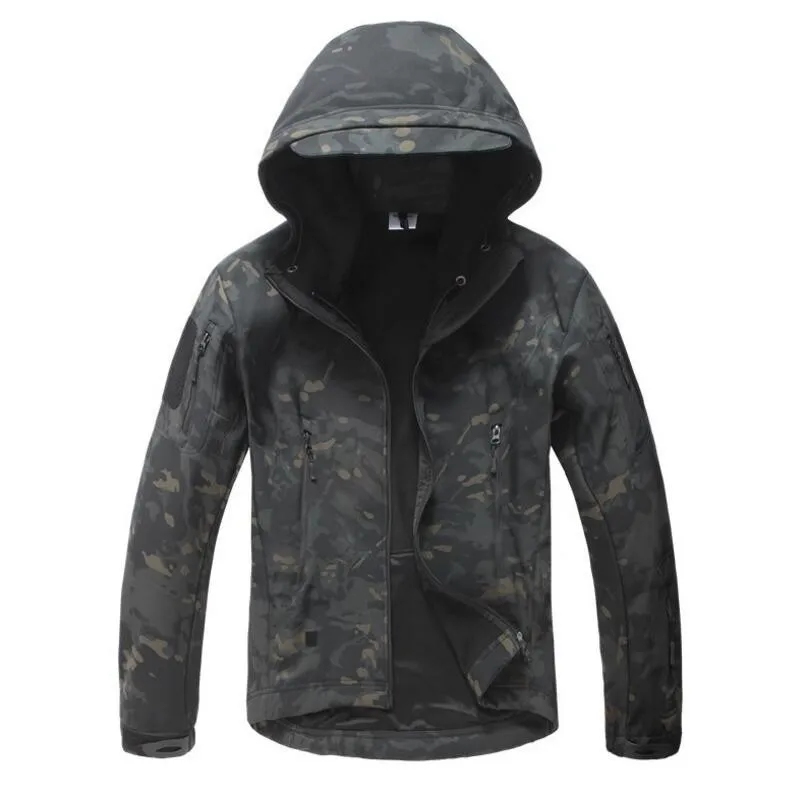 Армейское камуфляжное Пальто Военная куртка водонепроницаемая ветровка плащ охотничья одежда армейская мужская верхняя одежда тактические куртки и пальто - Цвет: Black CP
