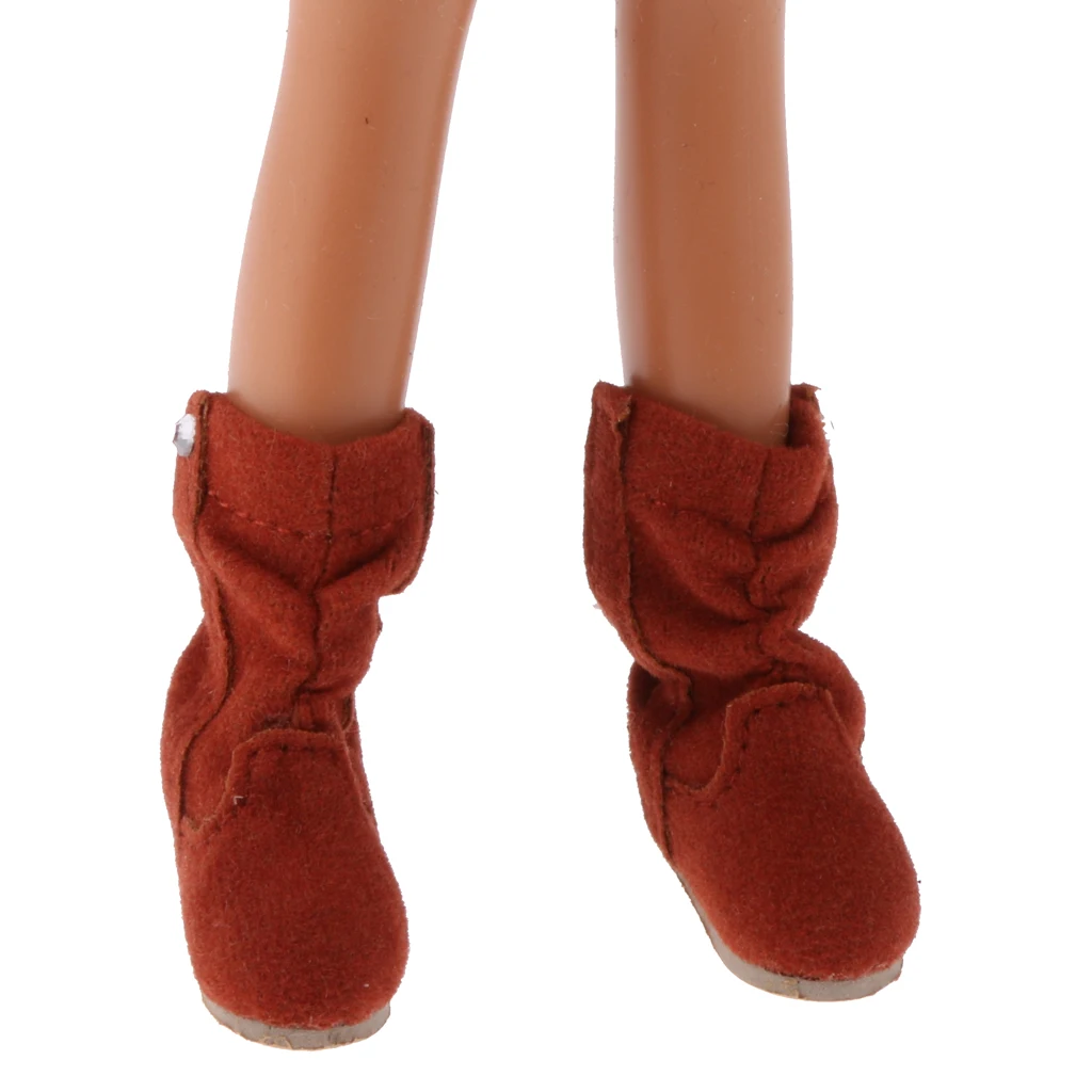 1/6 a Pair Delicately Handcrafted Doll Boots Shoes In Winter for Blythe Dolls Dressing Up Clothing Accessory 
