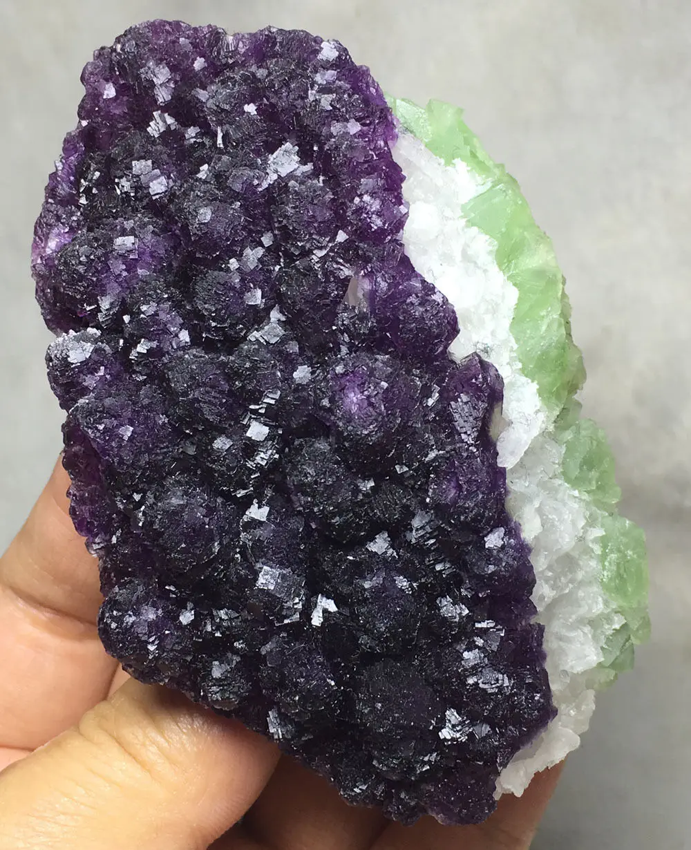 

198g Fluorite Purple&Green, Unique Natural two-sided Fluorite mineral specimen graduation gifts