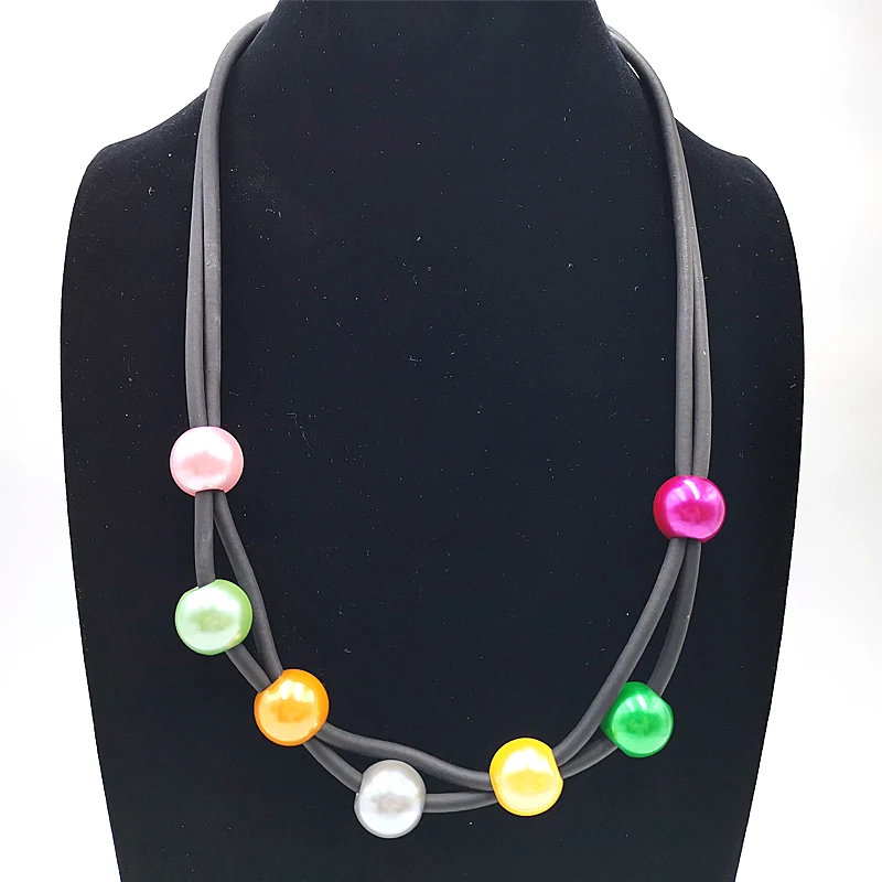 

YD&YDBZ New Fashion 7 Colors Pearl Pendant Necklaces Punk Style Female Choker Jewelry High Quality For Women Long Necklaces