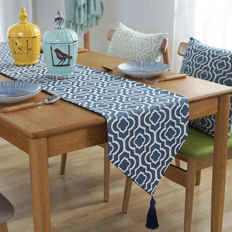 

Northern Europe Geometric Design Table Flag Table Cloth Art Stereoscopic pattern table flag blue table cloth diamond pattern
