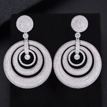 

missvikki Luxury New 2019 Noble CZ Round pendant Earrings for Women Bridal Wedding Engagement Anniversary Party Accessories