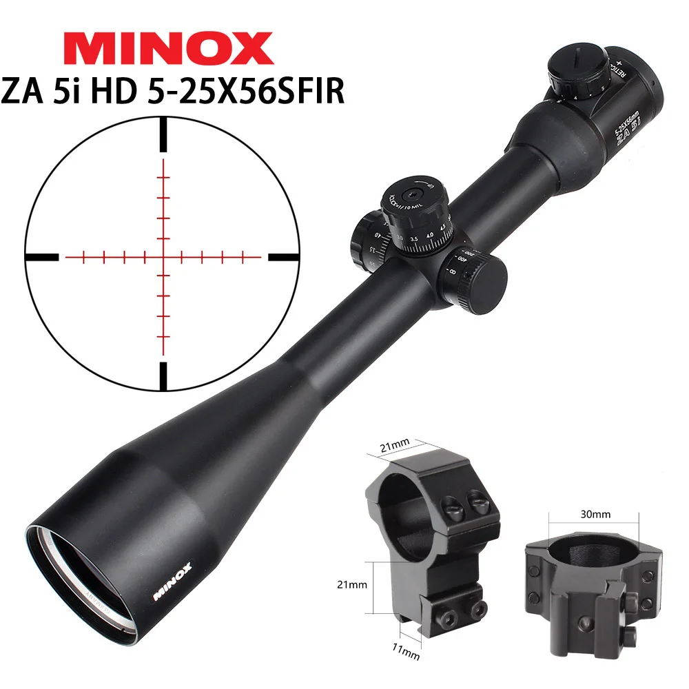 MINOX ZA 5i HD 5-25x56 SFIR охотничий прицел стеклянный Выгравированный тактический прицел оптика прицел Боковая регулировка параллакса для прицел для страйкбольного оружия - Цвет: 30mm-Dovetail-SGZ