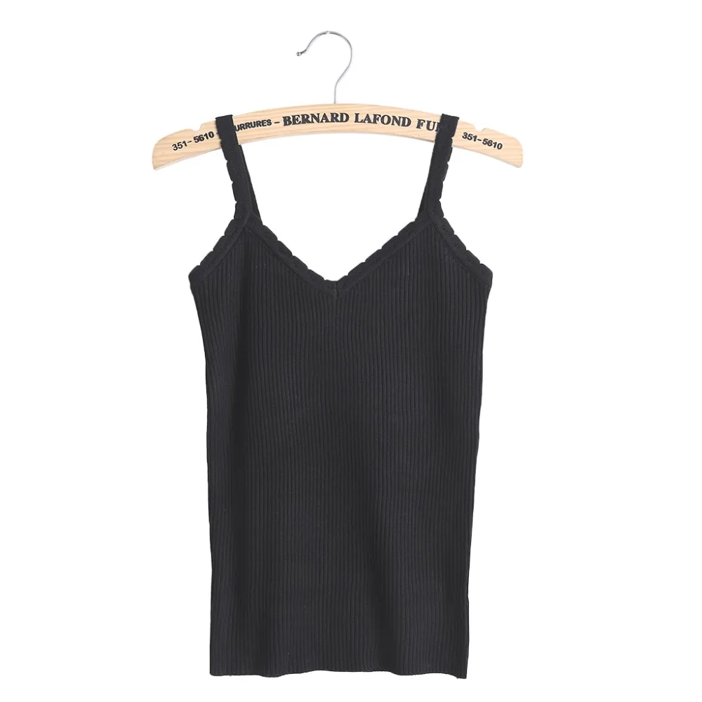 

New Sexy Women Summer Plain Camisole Knitted Sling White/Black/Grey V-neck Wavy Vest Slim Tank Tops