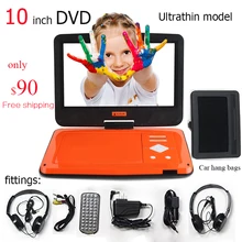 Бесплатная доставка 10 дюймов Портативный dvd-плеер Companion висят мешки автомобильное зарядное устройство DVD Два наушники ультра-тонкие модные 4 часов автономной работы