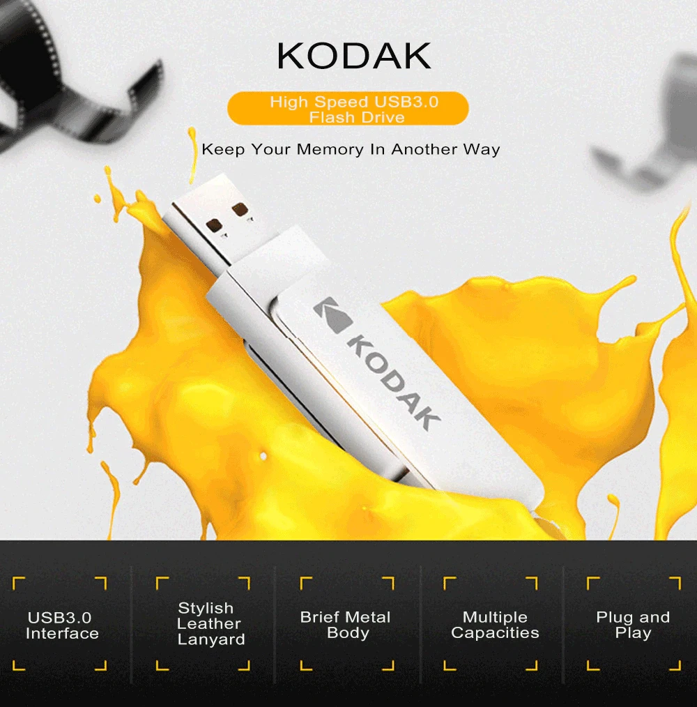 Kodak K133 флеш-накопитель USB 3,1 металлический USB флеш-накопитель 16 ГБ 32 ГБ карта памяти USB 3,0 64 Гб 128 ГБ U диск 256 ГБ Флешка USB флешка