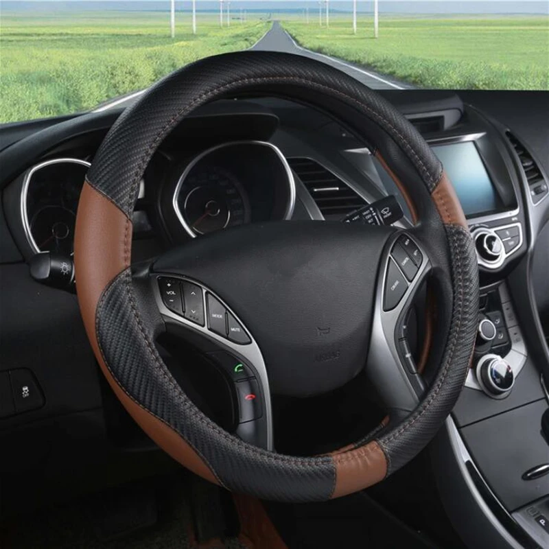 Кожаная оплетка на руль DONYUMMYJO 7 цветов спортивный стиль автомобильные чехлы
