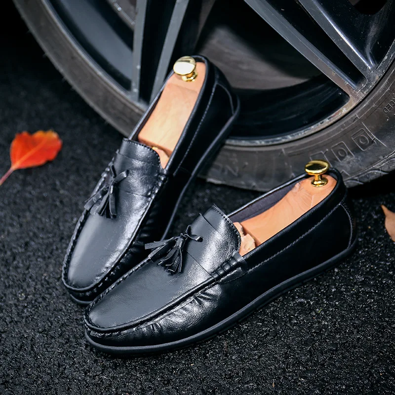 

Mingpinstyle Spring 2018 New Casual Leather Shoes Men's Wear-resisting Doug Shoes Pointed End Waterproof Men's Shoes