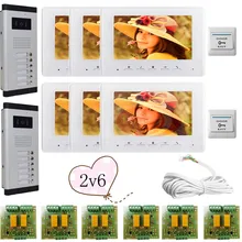 2 Doors 6 Buttons Infared CCD Camera Color 7″ HD 700lines Video Door Phone Intercom Doorbell 6 Monitors In Stock!