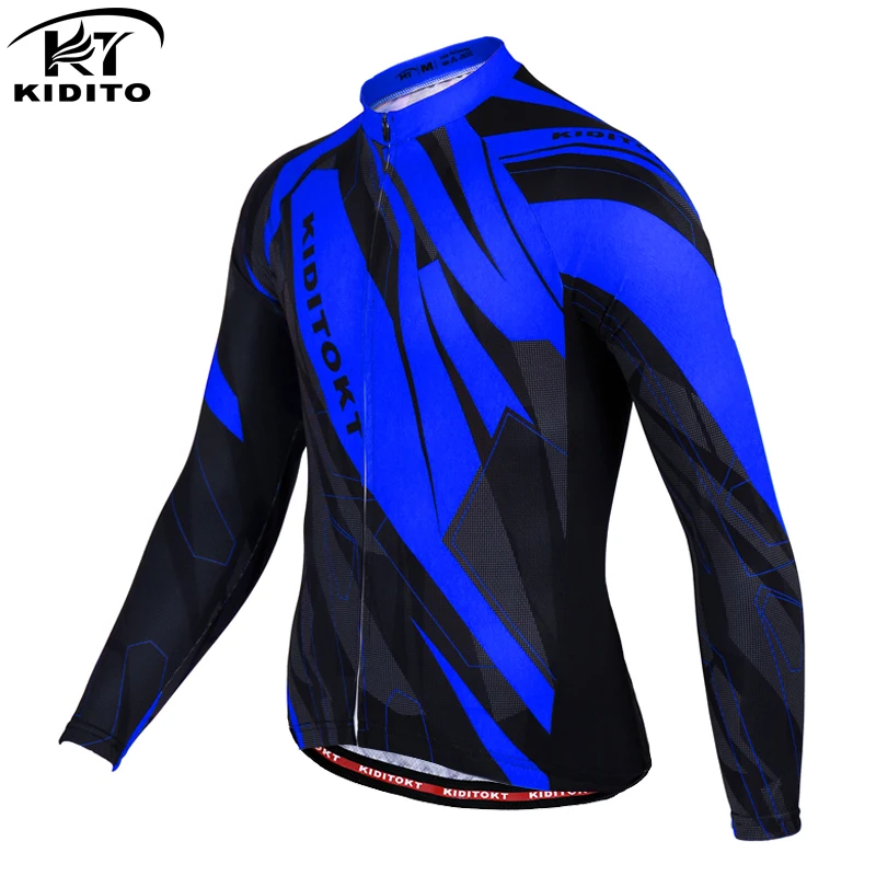 KIDITOKT Pro зимняя MTB велосипедная одежда для велоспорта Теплая Флисовая велосипедная Джерси для велоспорта Одежда для мужчин - Цвет: Blue Jersey