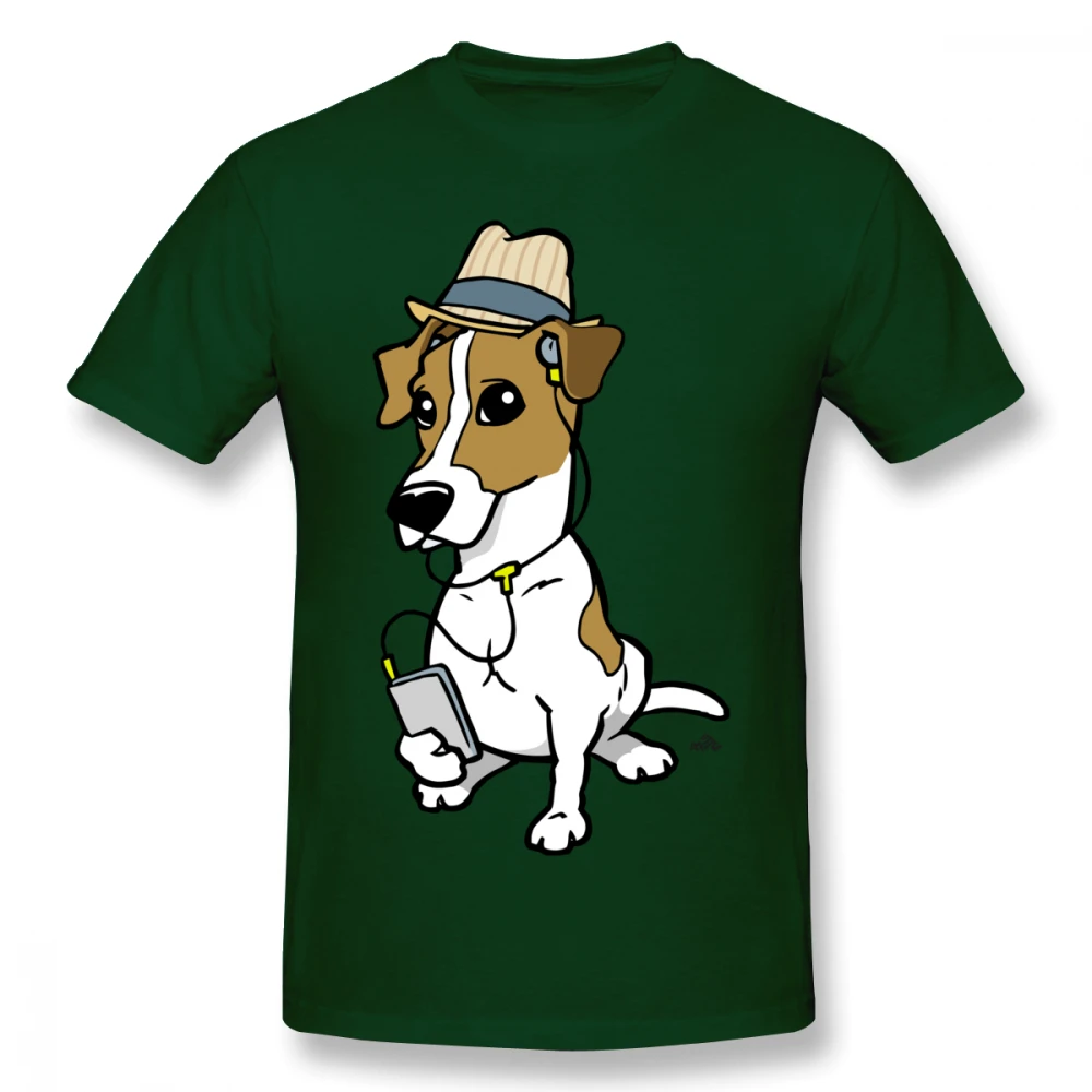 Cartoon Hipster Jack Russell Dog T-shirt For Men Plus Size 4XL Team Top | Мужская одежда