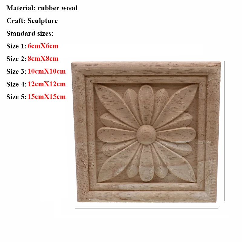 Vintage Unpainted Wood Carved Decal Corner Applique Frame For Home Furniture Wall Cabinet Door Decorative Wooden Miniature Craft