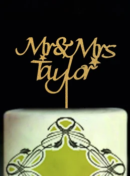 

Glitter Custom Wedding Cake Topper,Personalized Last Name Wedding Cake Topper,Mr and Mrs Cake Topper for Wedding Engagement