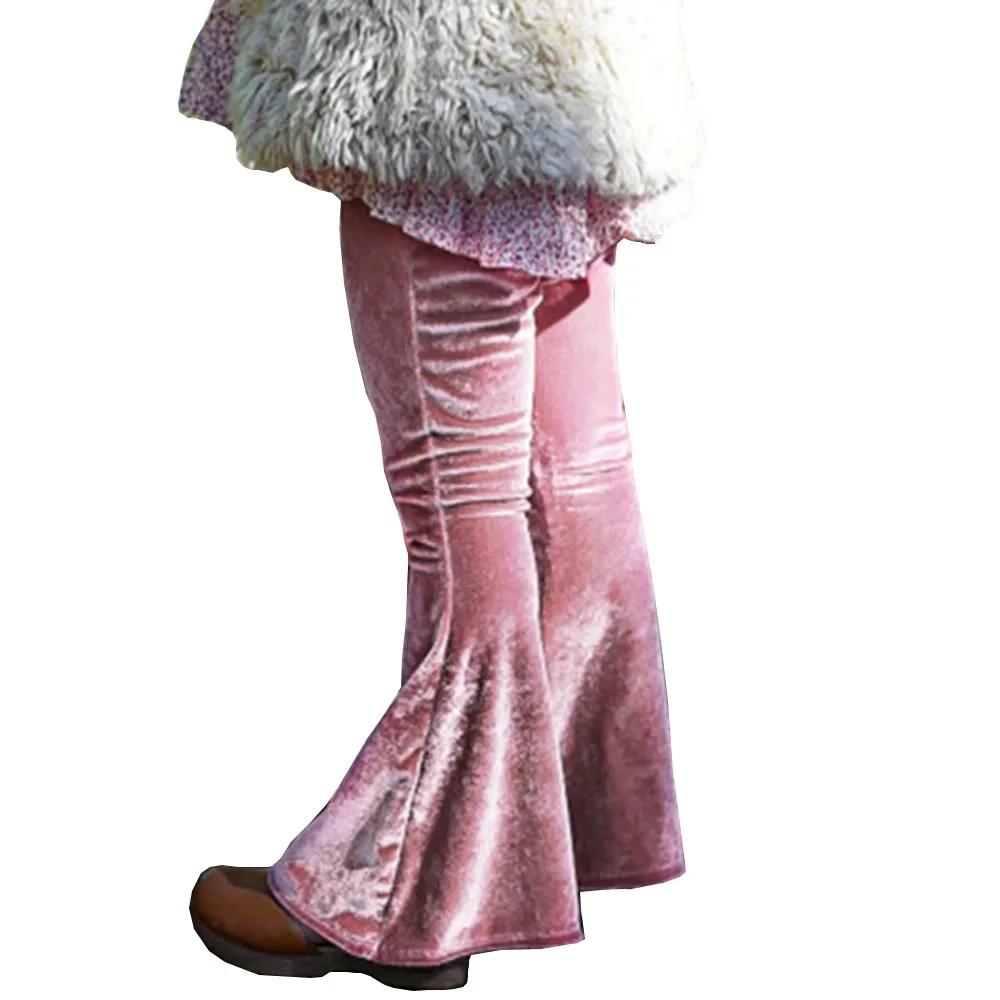 

Baby Girl Pants Gold Velvet Boot Cut bell-bottomed pants Pink and Red Baby leggings Kids Spring And Autumn Lucky child Trou