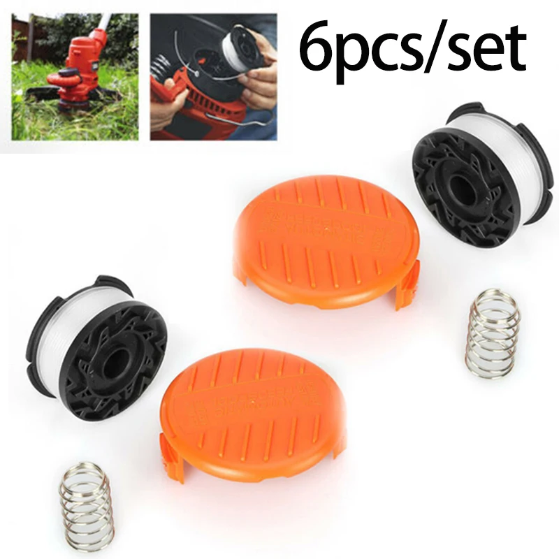 

2*Trimmer Spools 2*Spool Cap 2*Spring For Black & Decker Weed Eater Line String Trimmer Spool Replace Tool Parts Replacement