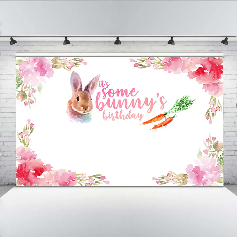 

Mehofoto Birthday Photography Backdrops Party Banner Decoration Rabbit Red Flowers Background Customized Backdrops For Photo