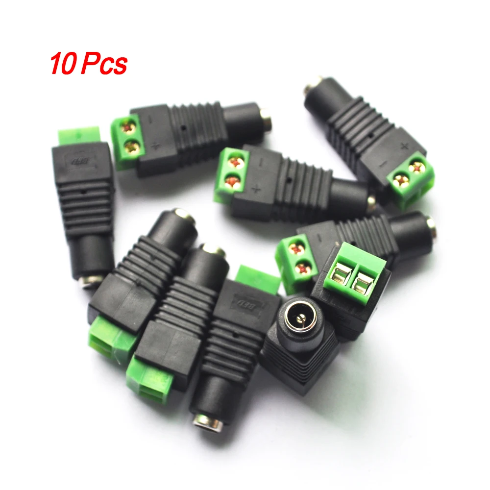 

10 Pcs CCTV Camera 2.1x5.5mm Female Power Adapter DC Connector Plug