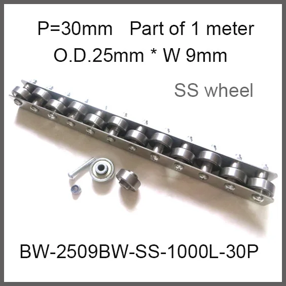 StainlessSteelSkateWheelConveyor30mmPitch1000mmLongflywheelO