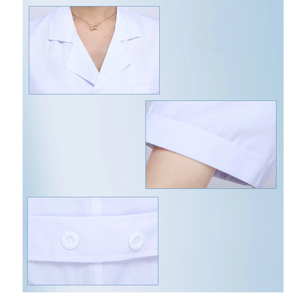 Summer White Lab Coat Medical Laboratory Unisex Warehouse Doctor Work Wear Hospital Technician Uniform Clothes Short Sleeve