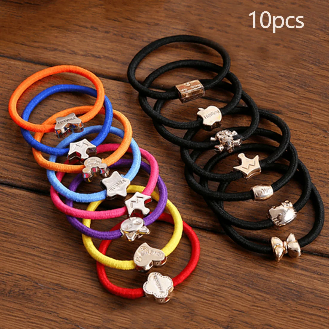 

Women Hair Accessories 10PCS Cute Black Elastic Hair Bands Girl Hairband Hair Rope Gum Rubber Scrunchie Band Ponytail Holder