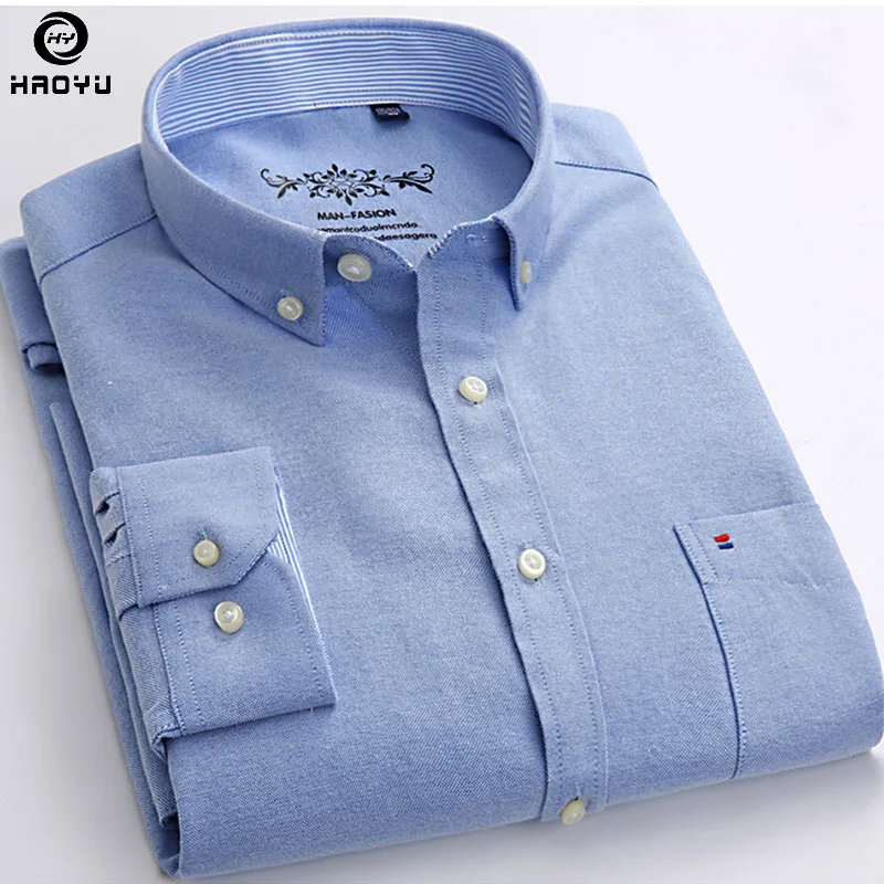 

HAOYU 2017 Autumn New Arrival Men Shirt Colorful Shirt Casual Design Oxford Long Sleeve Brand Clothing Comfortable