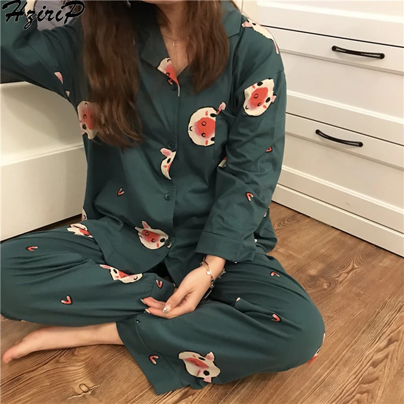 

Hzirip 2019 Spring Sleepwear Homewear Women Sweet Soft Nightshirt Upscale Women Pajamas Set Loose Indoor Clothing 3 Colors