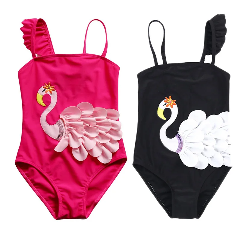 

Girls Kids One-piece Swimwear Little Baby Summer Swimming Bathing Suits Swan Swimsuits For Kids Surfing Diving Sandbeach Gallus