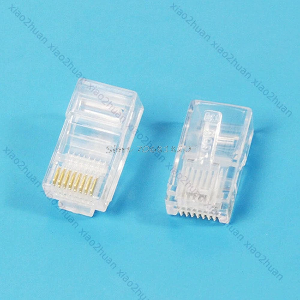 25/100PCS Gold plated RJ45 Net Network Modular Plug Cat5 CAT5e Connector 8P8C utp Unshielded Modular Rj45 Plug