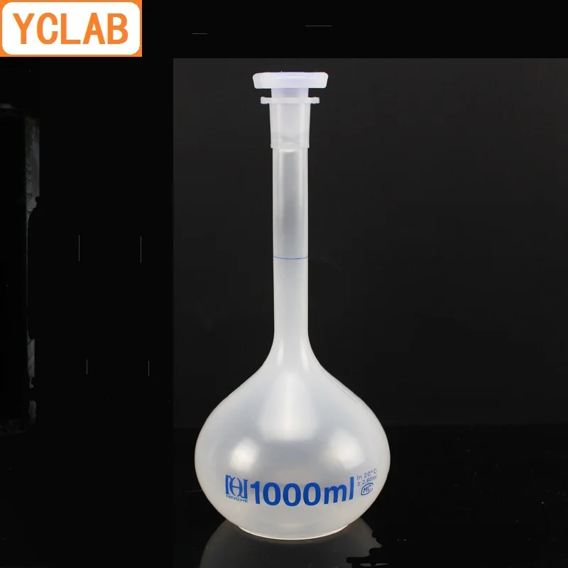 

YCLAB 1000mL Volumetric Flask Polypropylene 1L with one Graduation Mark and Stopper PP Plastic Laboratory Chemistry Equipment