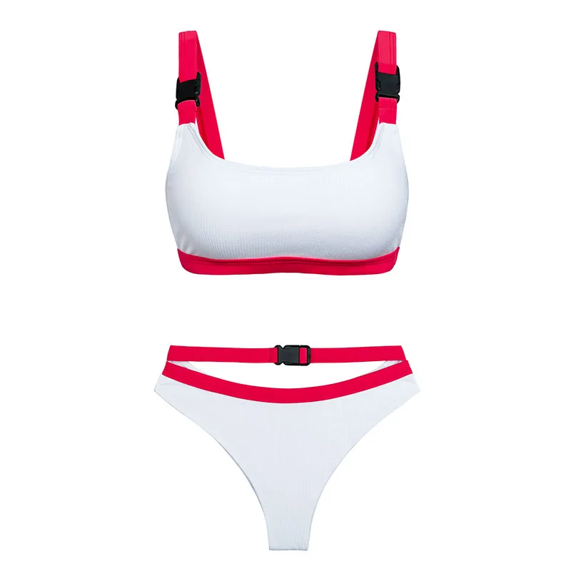 Цветной спортивный купальник женский треугольный женский купальник Белый бикини купальный костюм с пуш-ап сексуальные стринги бразильский комплект бикини - Цвет: 497-8
