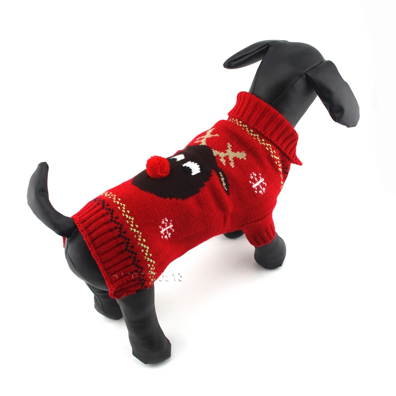 Одежда для сна с рисунком рождественского оленя собаки свитеры для девочек зимний свитер Вязание ткань для маленьких собак Теплый Щенок пальто такса, чихуахуа Костюмы свитер с высоким, плотно облегающим шею воротником