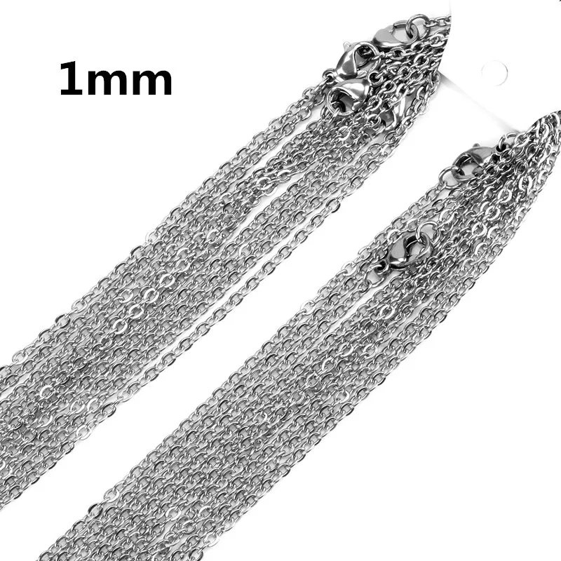 LUXUSTEEL Stainless Steel Chains 10pcs/lot 2mm/1mm Rolo Link Cuban Chain Long Necklace Pendants DIY Jewelry Party Wholesale