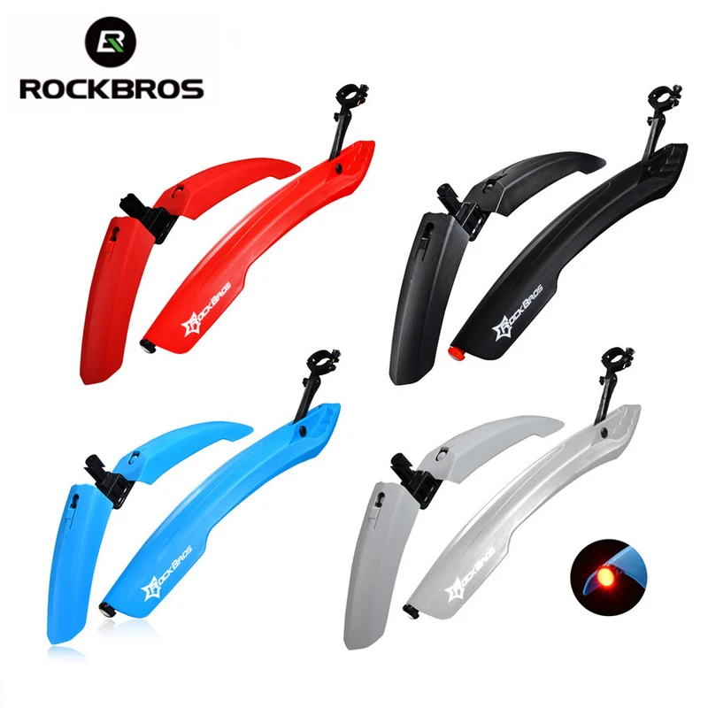 

ROCKBROS Flectional Mountain Cycling Front Rear LED Mudguard Set Bike Bicycle Durable Fenders With LED Light Plastic Bike Fender