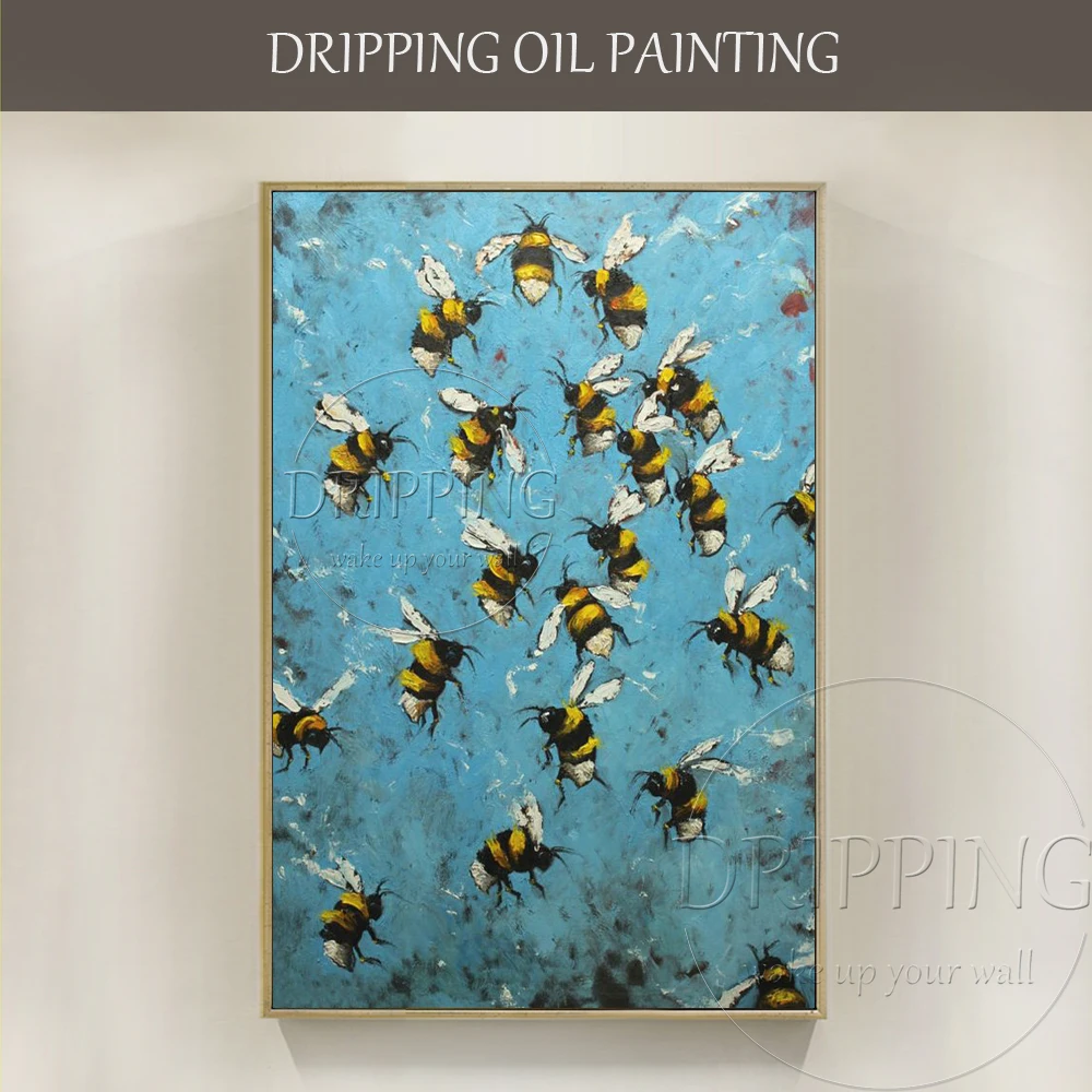 

Skilled Artist Hand-painted High Quality Small Insect Animal Bee Oil Painting on Canvas Lots of Bee Oil Painting for Living Room