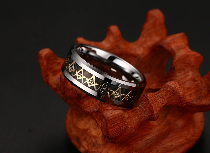 Мужские кольца вольфрамовое масонское кольцо мужские модные кольца аксессуары кольца мужские свадебные ювелирные изделия серебро и золото цвет