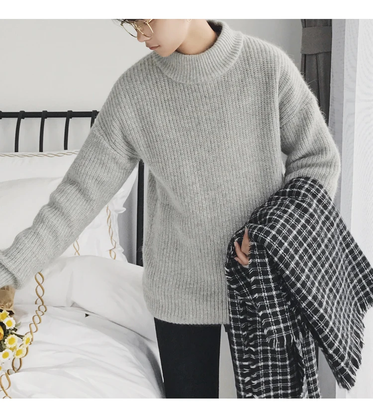 Зимние мужские теплые кашемировые шерстяные свитера с высоким воротником, повседневный брендовый пуловер высокого качества, 6 цветов, пальто