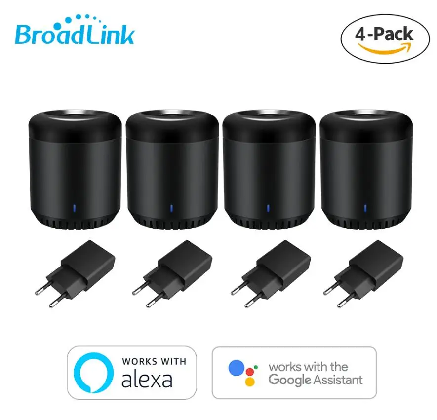 4PCS with EU adapter 4 Пакет Broadlink RM mini 3 универсальный пульт дистанционного ИК-передатчик умный дом автоматизация голосового управления Google Home Assistant& Alexa - Цвет: 4PCS with EU adapter