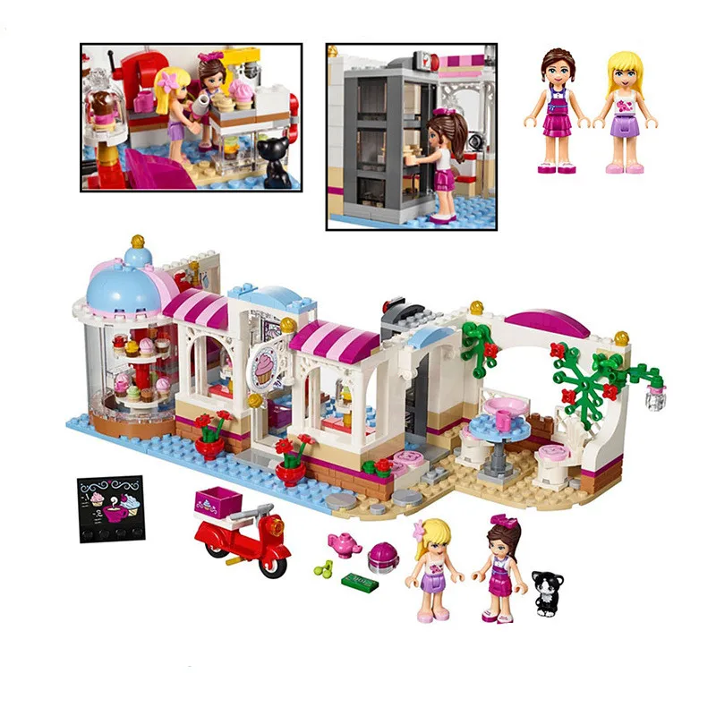 

DIY Heartlake Cupcake Cafe City Building Blocks Bricks toys for Children compatible with Legoingly Friends girls Christmas Gifts