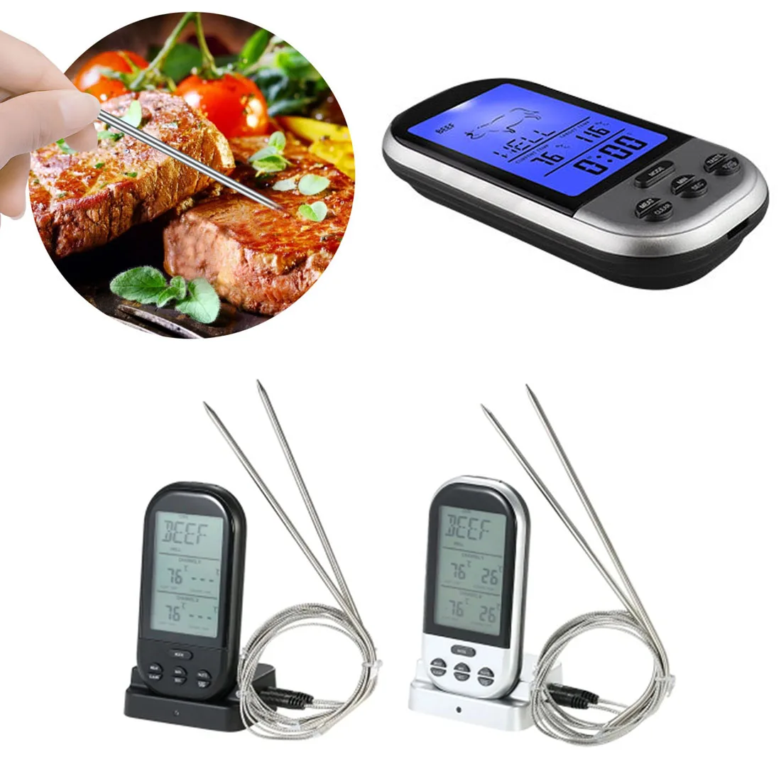Термометр для барбекю беспроводной кухонный духовой шкаф для приготовления пищи гриль курильщик термометр для мяса с зондом и таймером