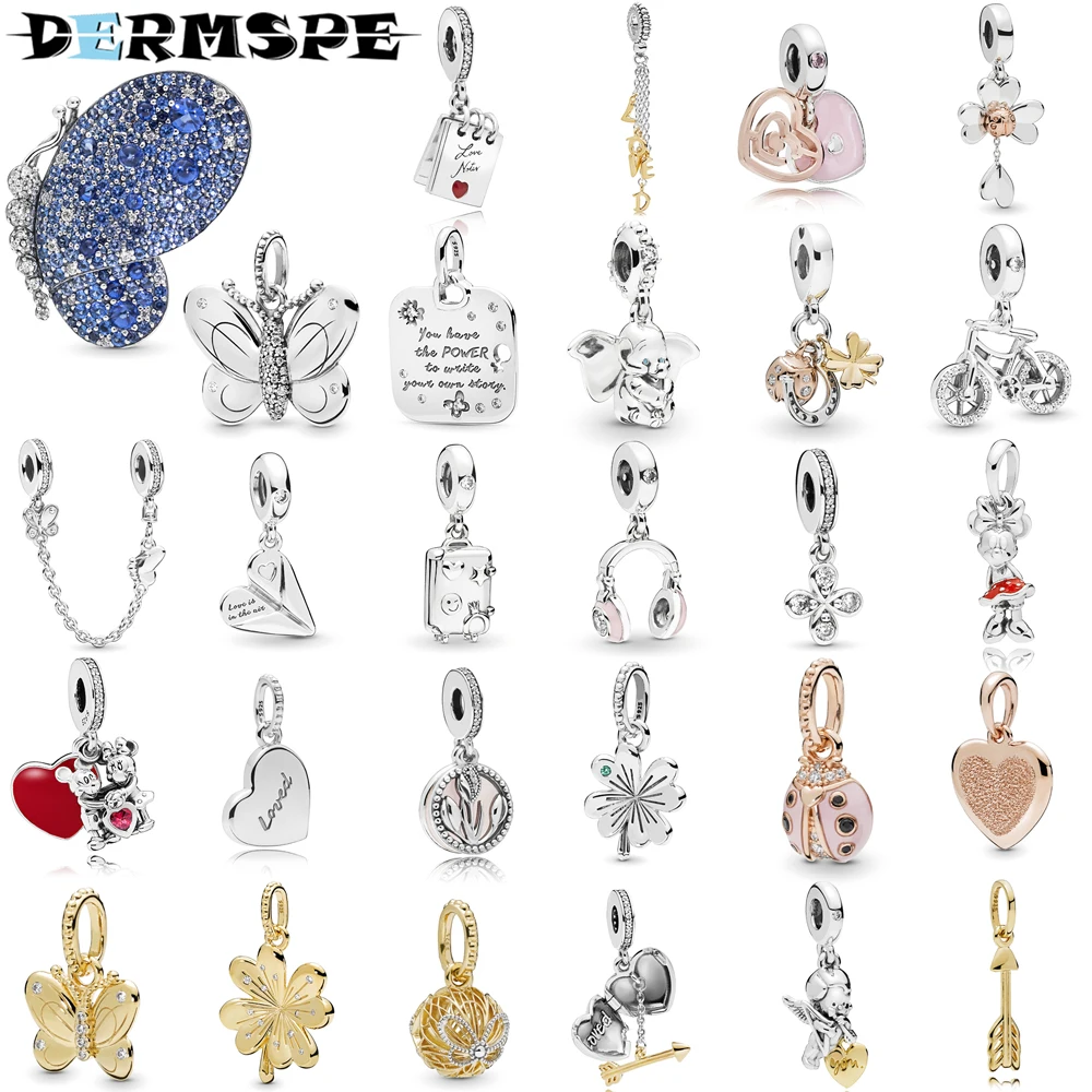 

DERMSPE 925 Sterling Silver 2019 Spring Trend Pendant Pink Headphones Fiy Original Bracelet Women Fashion Charm Jewelry 797849cz