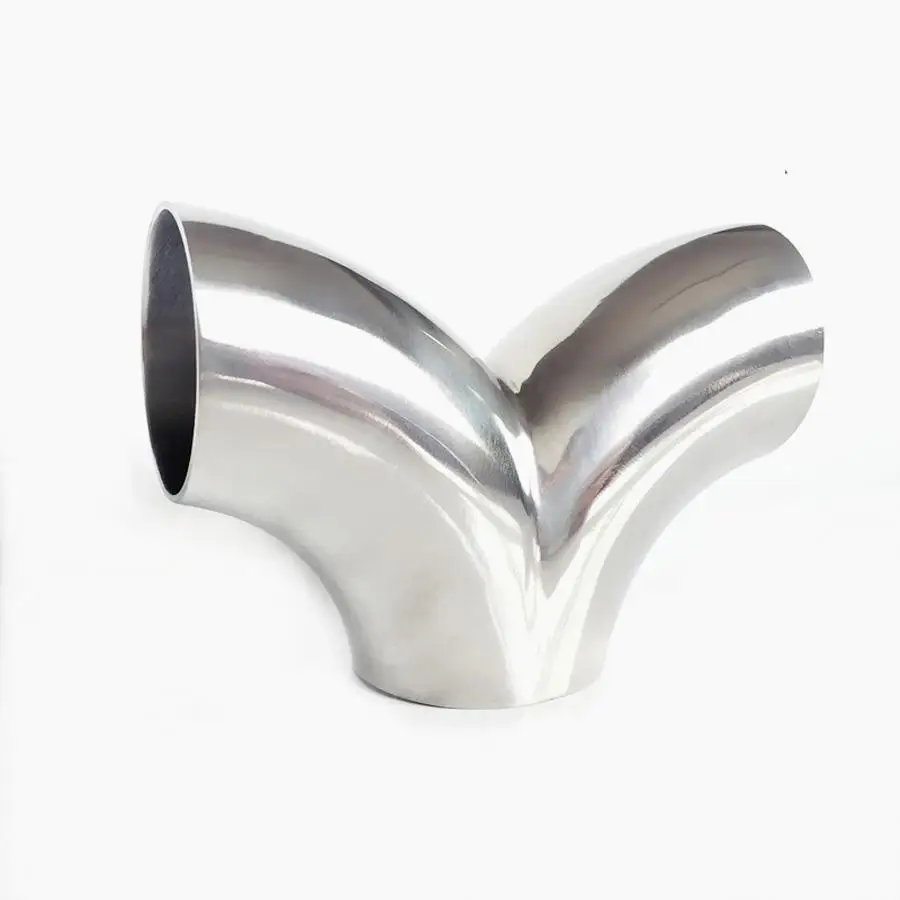 

89mm 3.5" Pipe OD Butt Welding Y-Shaped Elbow 3 Way SUS 304 Stainless Sanitary Fitting Spliter Homebrew Beer Wine