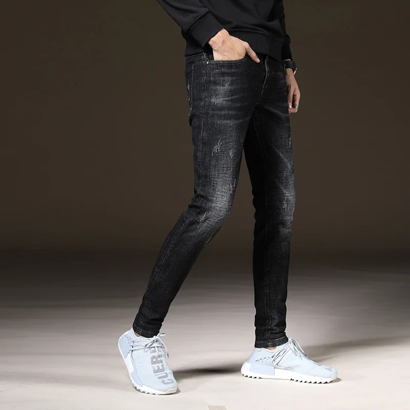 High Quality Fashion Jeans Men Slim Racer Biker Jeans Hiphop Skinny Jeans Men