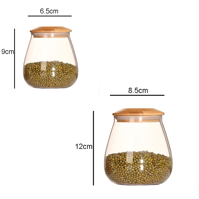 Кухонная стеклянная бутылка для хранения в форме гриба, банки для хранения различных зерен, герметичные банки, банки для хранения продуктов, чайные кофейные банки для бобовых