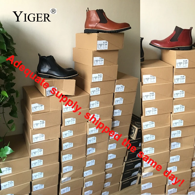 Мужские ботинки челси YIGER черные/коричневые/винно красные ботильоны из мягкой