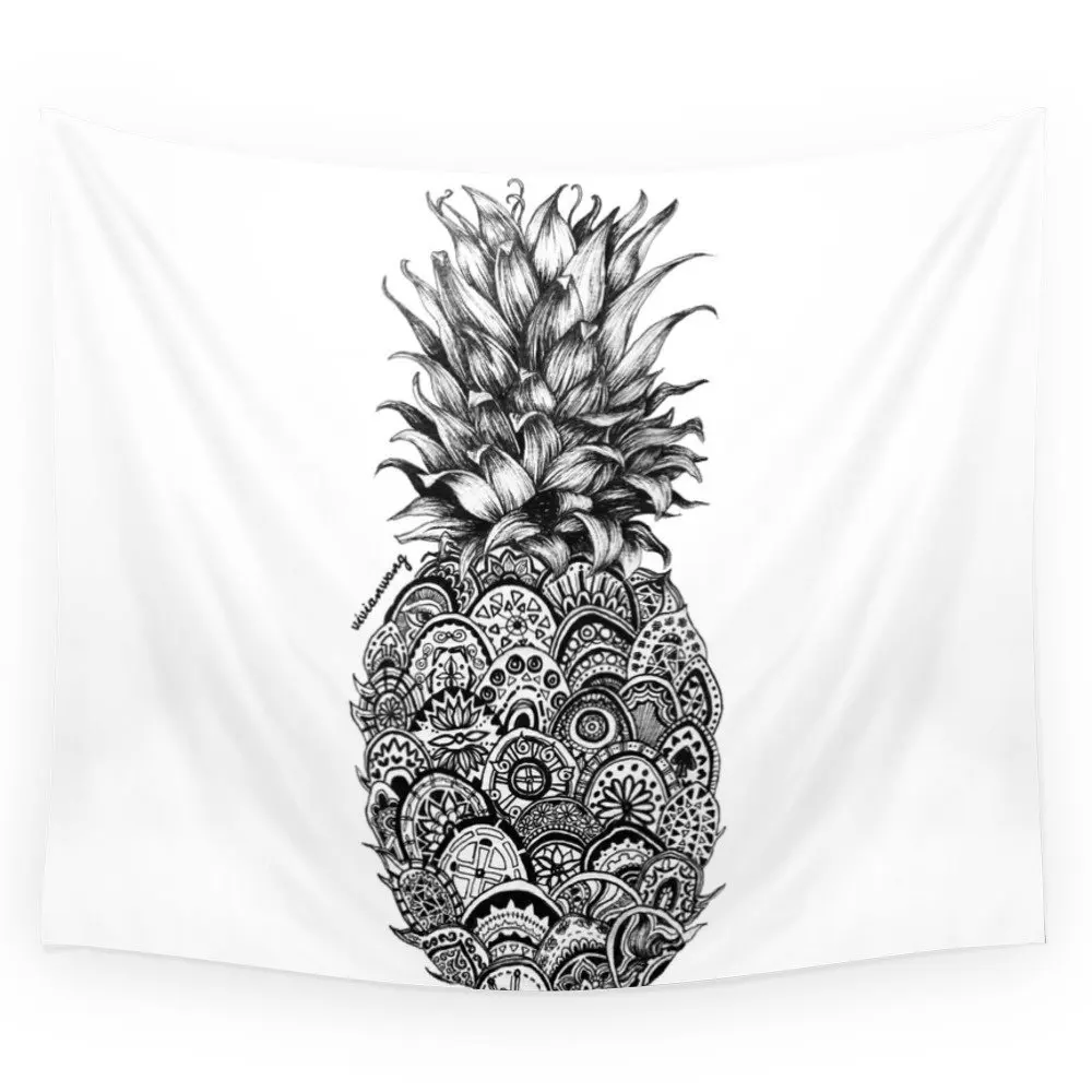 

Fashion Mandala Tapestry Pineapple Zentangle Black And White Pen Drawing Printed Wall Hanging Tapestry Room Bohemian Beach Towel