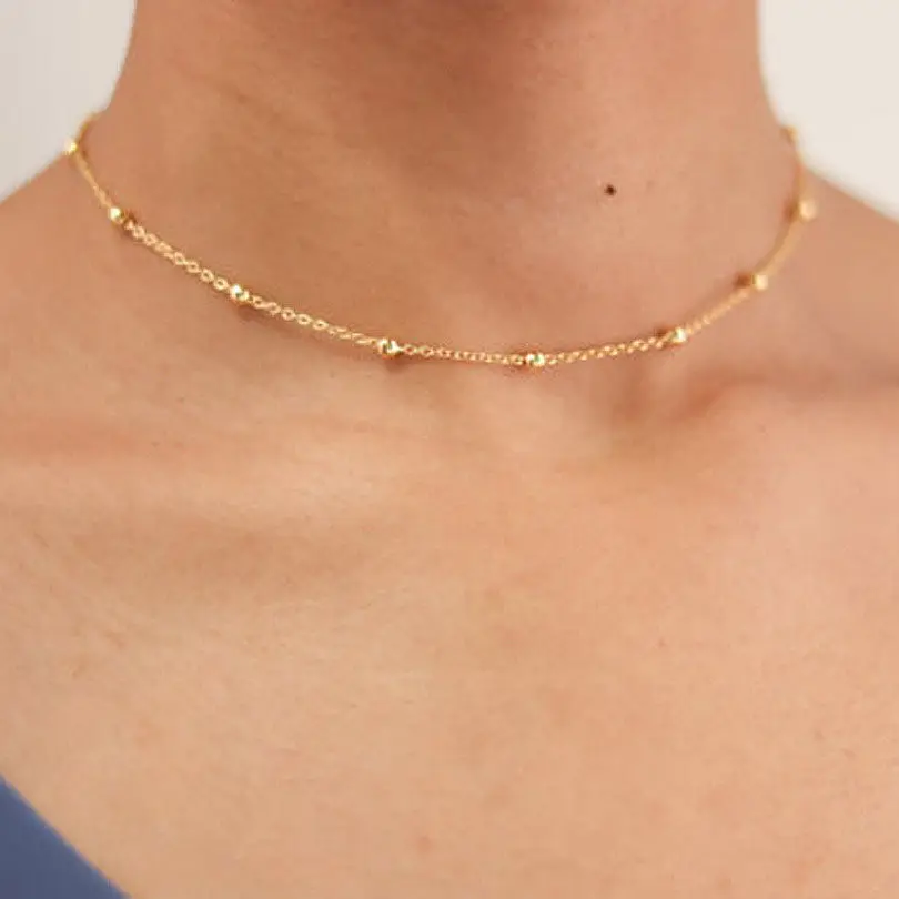 

NEW Minimalist Women chocker gold Silver Chain Bead choker Necklace collana Kolye Bijoux Collar Mujer gargantilha Collier Femme