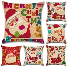 

Happy Santa Claus cartoon printed Cushion Cover Christmas Decoration for Home house sofa shop seat Pillow case friend kids gift